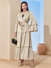 Fashion Patchwork Satin Cardigan Dress Women's Elegant Solid Lace-up Maxi  Dress  Kimono Robe Femme