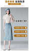 Embroidery High Waist A-line Denim Skirt  Women Elegant Chic Slim Fit Plus Size Midi Skirts