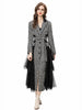 Style Vintage Coat Women's Lapel Single-breasted Splice Sequin Netting Slim Fit Coat