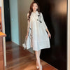 Miyake Pleated Large Size Dress New 2023 Autumn Dress Lapel Print Loose Large Size Fat MM Thin Single-breasted Cardigan Dresses