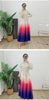 Gradient Pleated Dress For Women Long Sleeves Lantern Style Maxi Dresses 2024 Spring New Female Elegant Clothing 2DA4145