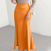 Summer Maxi Skirts VONDA Elegant Satin Women High Waist Solid Color Bottoms 2023 Pleated Casual Loose Streetwear Long Skirts