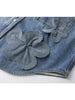 3D Floral Spliced Design Denim Shirt Women Lapel Lapel Pockets Single Breasted Tops Fashion 2024 Autumn New 32C1476