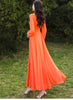 SD30 New High Quality Women's Summer  Orange Long Sleeve Chiffon  Maxi dress with full linning boho dress  dresses  women dress