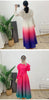 Gradient Pleated Dress For Women Long Sleeves Lantern Style Maxi Dresses 2024 Spring New Female Elegant Clothing 2DA4145