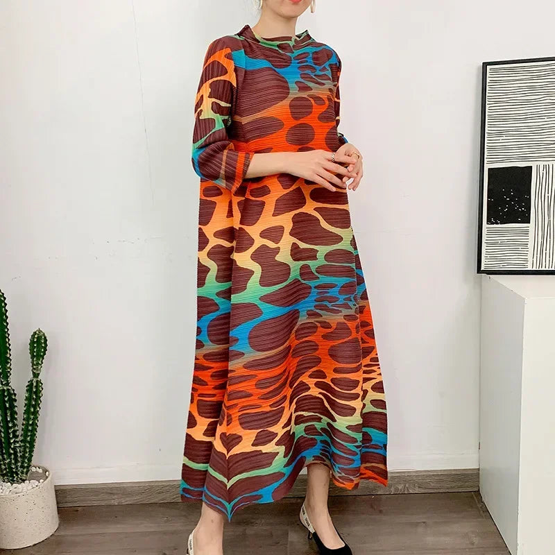 Printed Long Sleeved Dresses Elegant Women Clothing