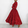 Elegant Sequin Maxi Party Dress Women Fashion Solid Shinny O Neck Long Sleeve Evening Wedding Long Dress Women