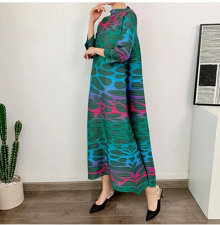 Printed Long Sleeved Dresses Elegant Women Clothing