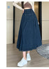 Chic Pleated Jeans Skirts High Waist Long Washing Ladies Straight Women  Loose Denim Midi Skirts