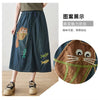 Versatile Retro Art Embroidery Denim Skirt 2024 Spring Summer Versatile Loose Casual A-Line Skirt For Women Jeans Saias K617