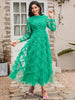 LD LINDA DELLA Fashion Runway Summer Dresses Women Long Sleeve Polka dot Mesh Green Elegant Long Party Dress