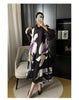 Miyake Pleated Breasted Cardigan 2024 Spring New Women's Printed Lapel and Flower Bud Sleeves Summer Women's Mid Length Dress