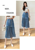 JXMYY 2024 Spring And Autumn Fashion New Large Size High Waist All-Match Women's Denim Skirt Stitching Midi Skirt