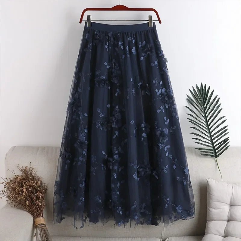 Woman Clothing Casual Elegant Summer Embroidery Streetwear Party Y2k Skirt Fashion Clothes Vintage Long Skirt Ethnic Style