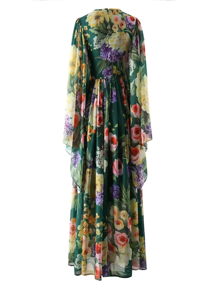 LD LINDA DELLA New Fashion Designer Spring Maxi Dress Women Vacation Flower print Vintage Long Loose Dress