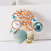 StarryGem Wholesale Enamel Starfish Brooches for Women Pearl Shell Sea Plant Pins Office Party Friend Gifts Jewelry Accessories