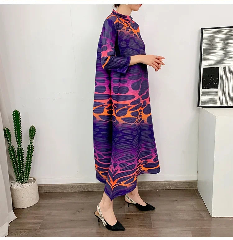 Printed Long Sleeved Dresses Elegant Women Clothing