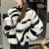 Ins Chic Girls Fluffy Zebra Fur Coat Women Harajuku Street Fashion Casual Faux Fox Fur Jacket Female Winter Thick Warm Overcoats