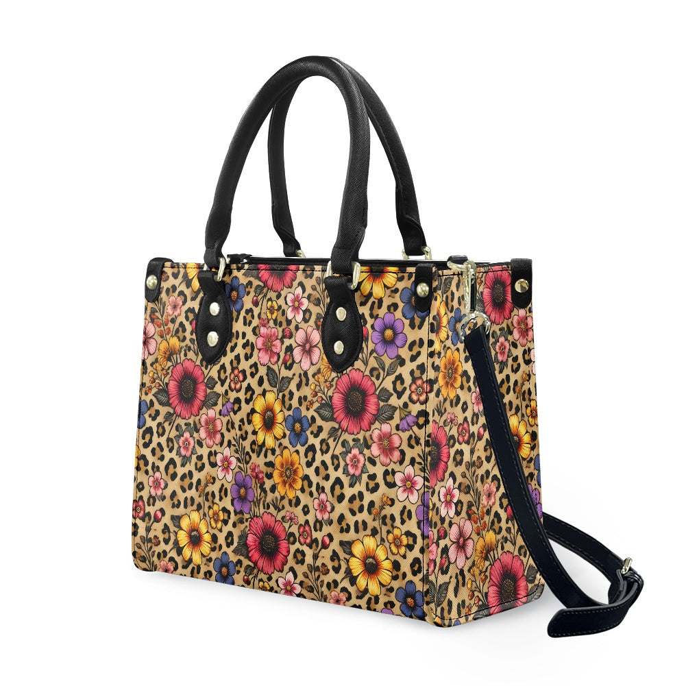 floral leopard Women's PU leather twill handbag