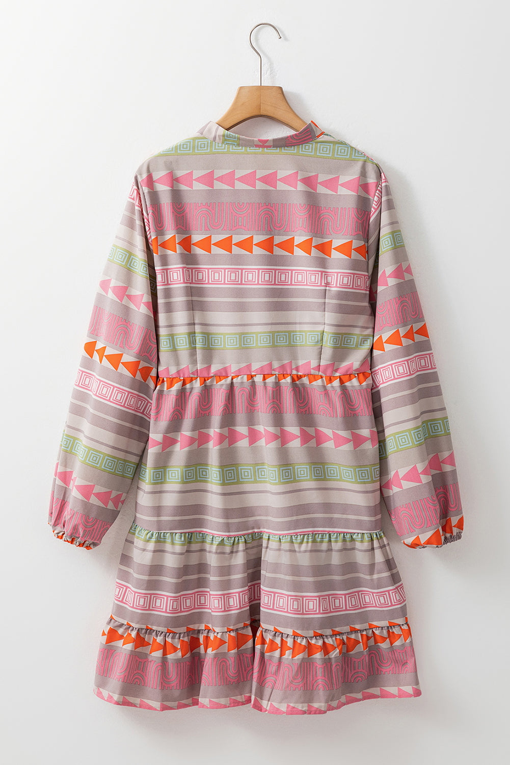 Multicolour Boho Print Puff Sleeve Buttoned Tunic