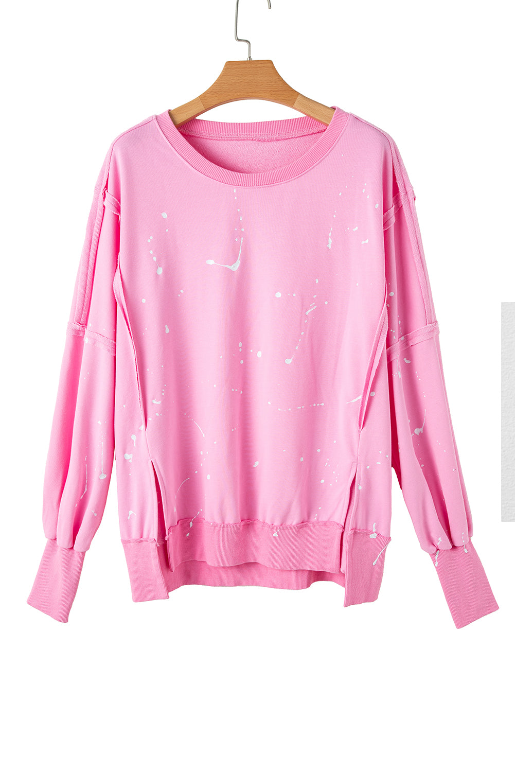 Bonbon Exposed Seam Splatter Paint Baggy Sweatshirt