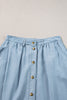 Mist Blue Fully Buttoned Long Denim Skirt