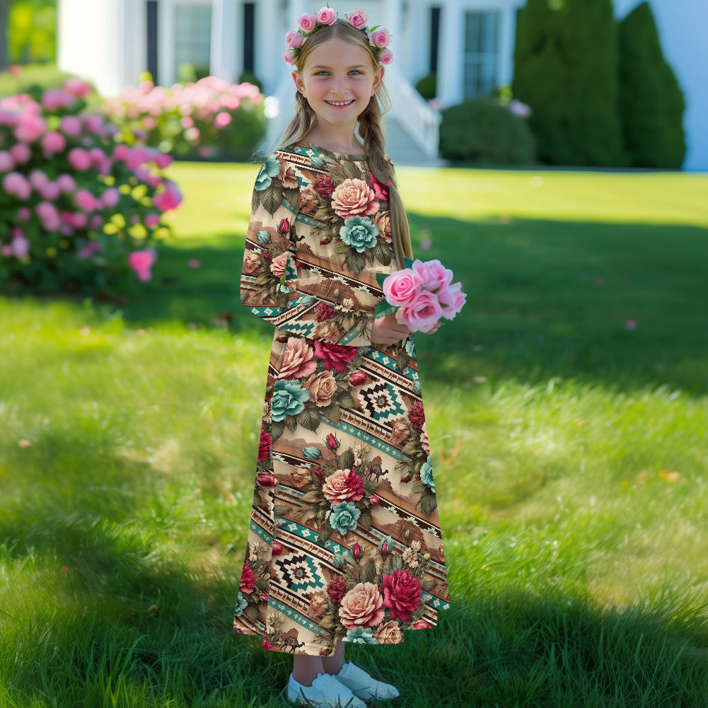 Children's Long Sleeve Modest  Dress