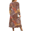 Leopard and Zebra Waist Long Sleeve Tie Dress