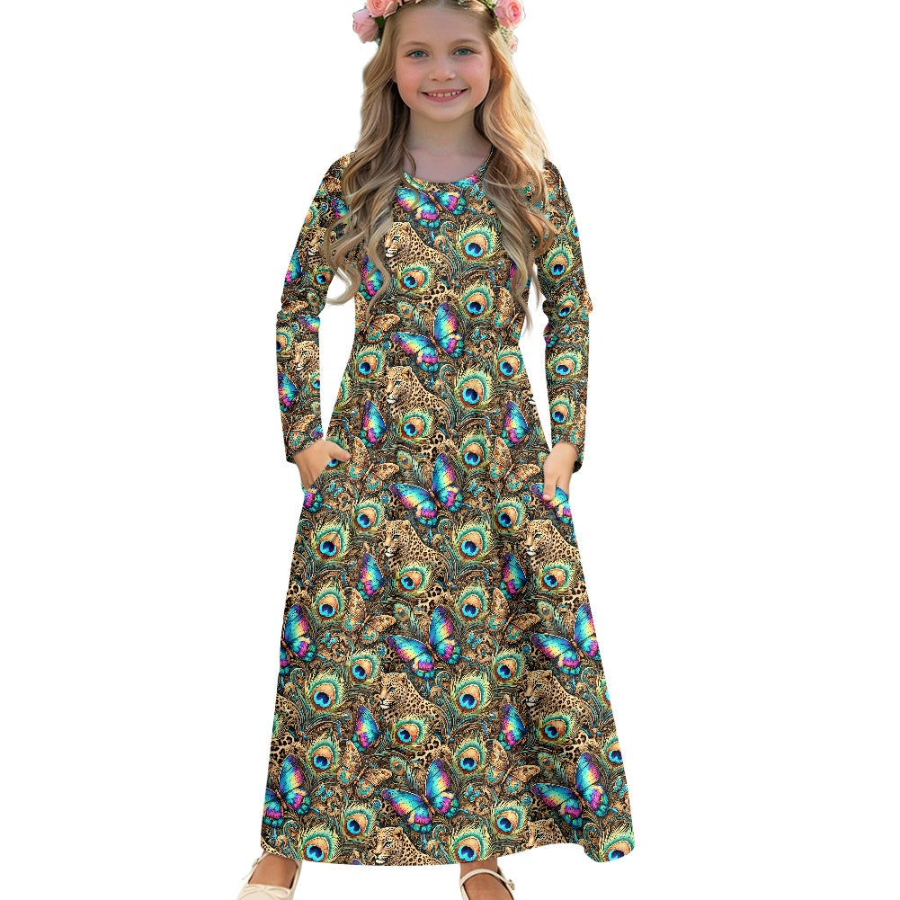 Children's Long Sleeve Modest  Dress