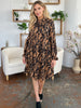 Double Take Full Size Printed Ruffle Hem Long Sleeve Dress