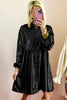 Black Metallic Sheen Puff Sleeve Button Up Mini Shirt Dress