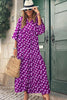 Purple Boho Printed Puff Sleeve Maxi Dress