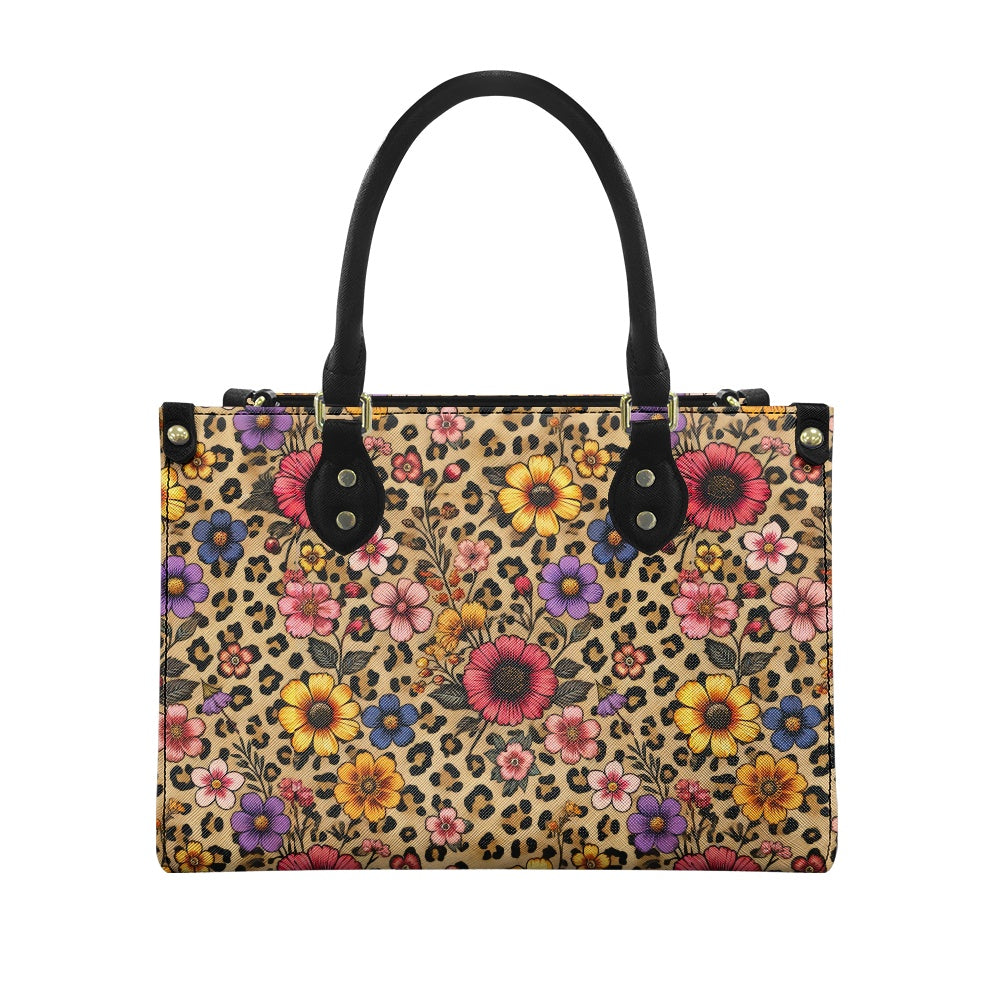 floral leopard Women's PU leather twill handbag