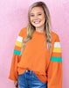 Flamingo Color Block Exposed Seam Raglan Sleeve Top