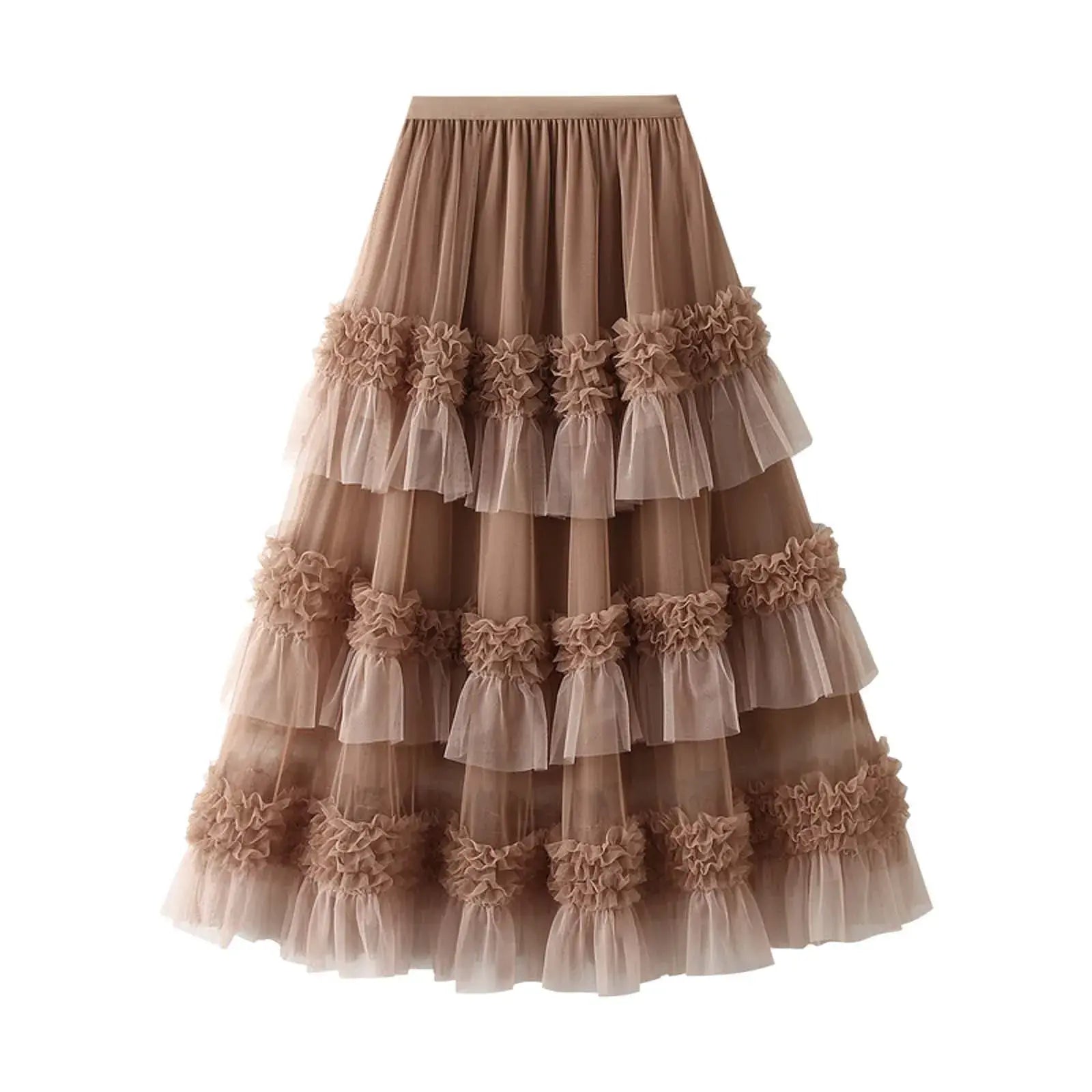 New Elastic High Waist Mesh Cake Skirt