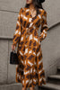 Perfee Printed Tied Pocketed Lantern Sleeve Dress