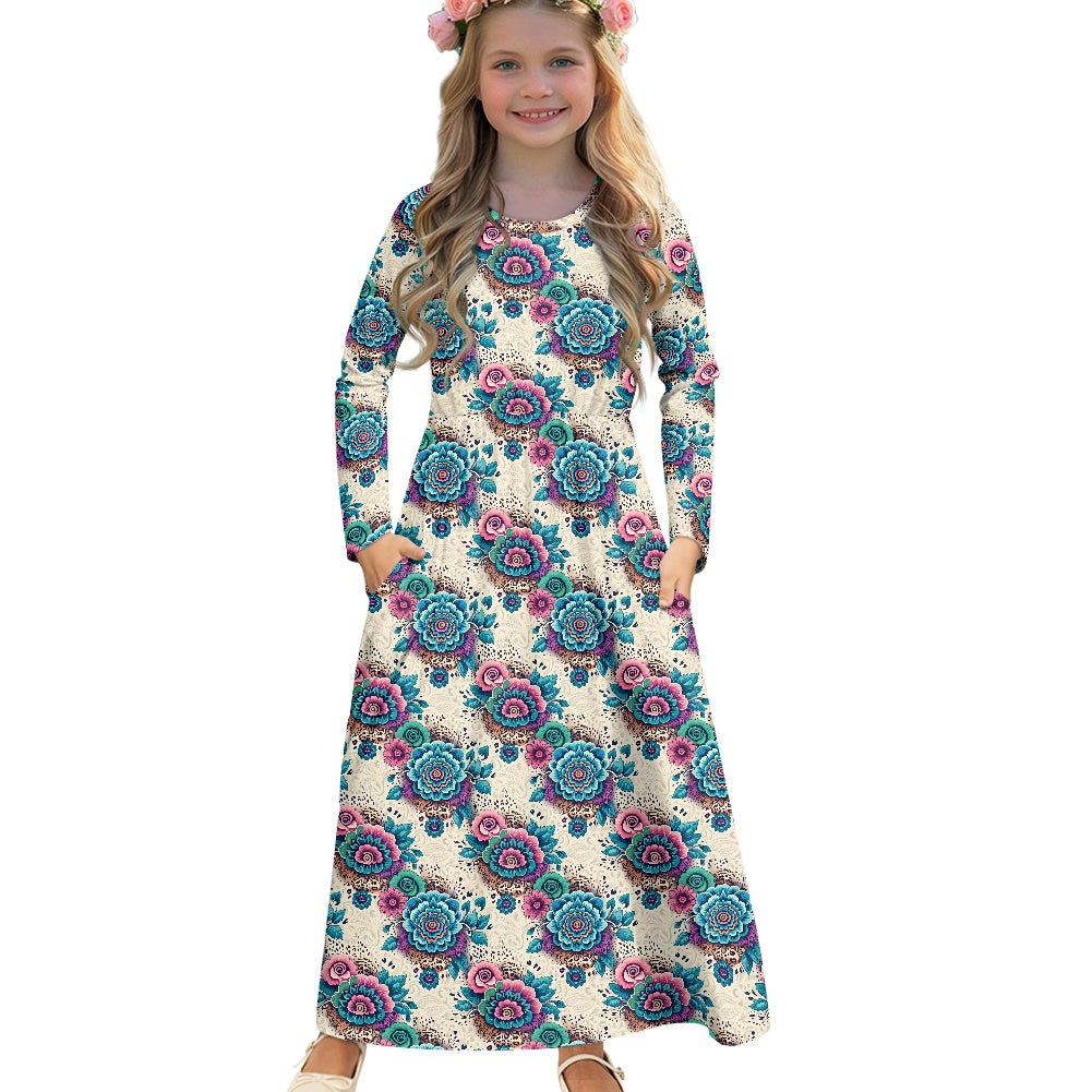 Children's Long Sleeve Modest  Dress