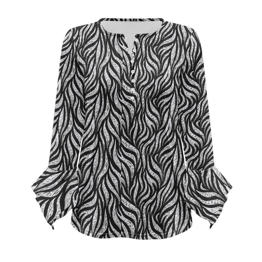 Women's Zebra V-neck button-down T-shirt