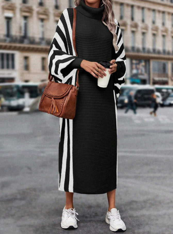 Casual  Style Striped Long Knitted Dress