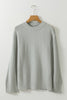 Dark Green Textured Knit Split Cuff Drop Shoulder Loose Sweater