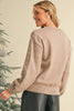 Evergreen Pearl Drop Shoulder Round Neck Sweater