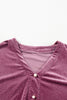 Meadow Mauve Plus Size Textured Velvet Tiered Buttons Tunic Dress