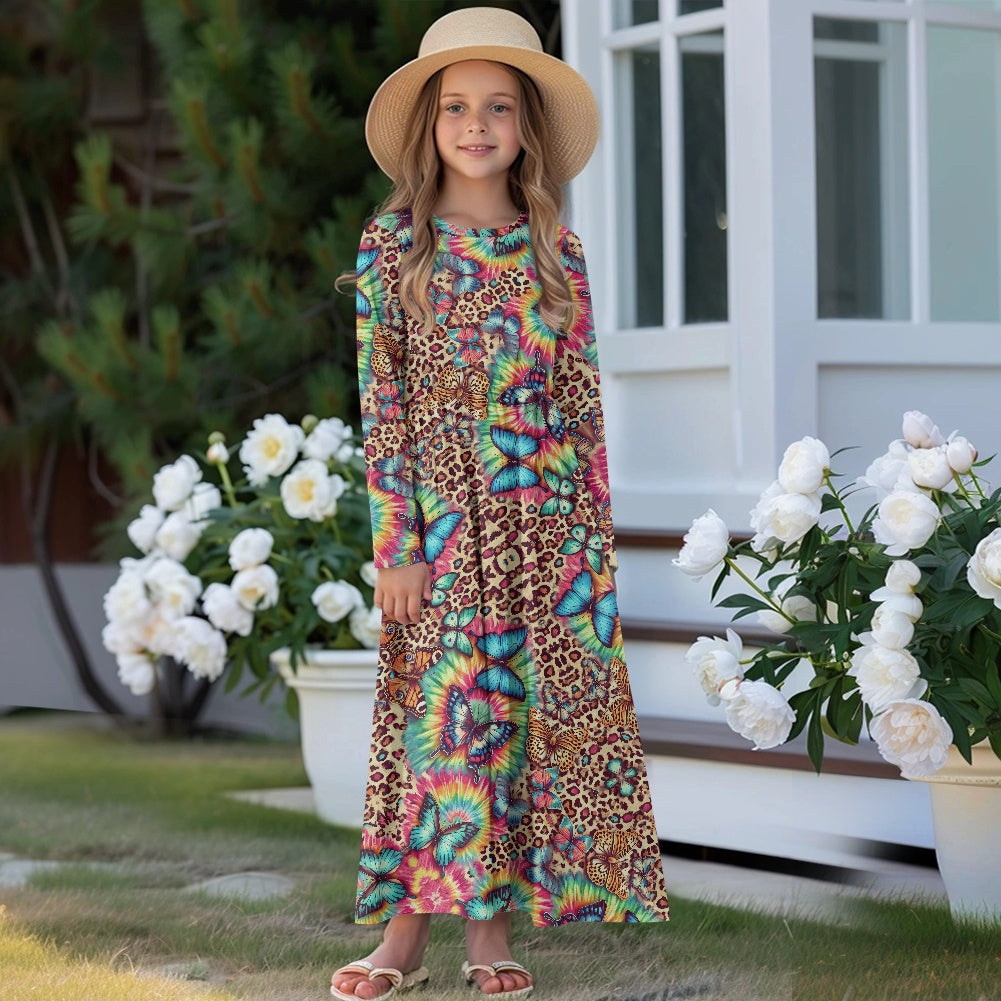 Children's Long Sleeve Modest  Dress