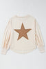 Apricot Studded Star Graphic Oversized Long Sleeve Top