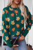 Evergreen Maple Leaf Pattern Pullover Sweater