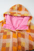 Orange Checkered Sherpa Hooded Jacket