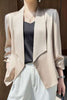 Apricot Solid Lapel Collar Satin Blazer