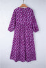 Purple Boho Printed Puff Sleeve Maxi Dress