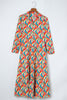 Multicolor Abstract Geometric Print Notch Neck Tiered Boho Dress