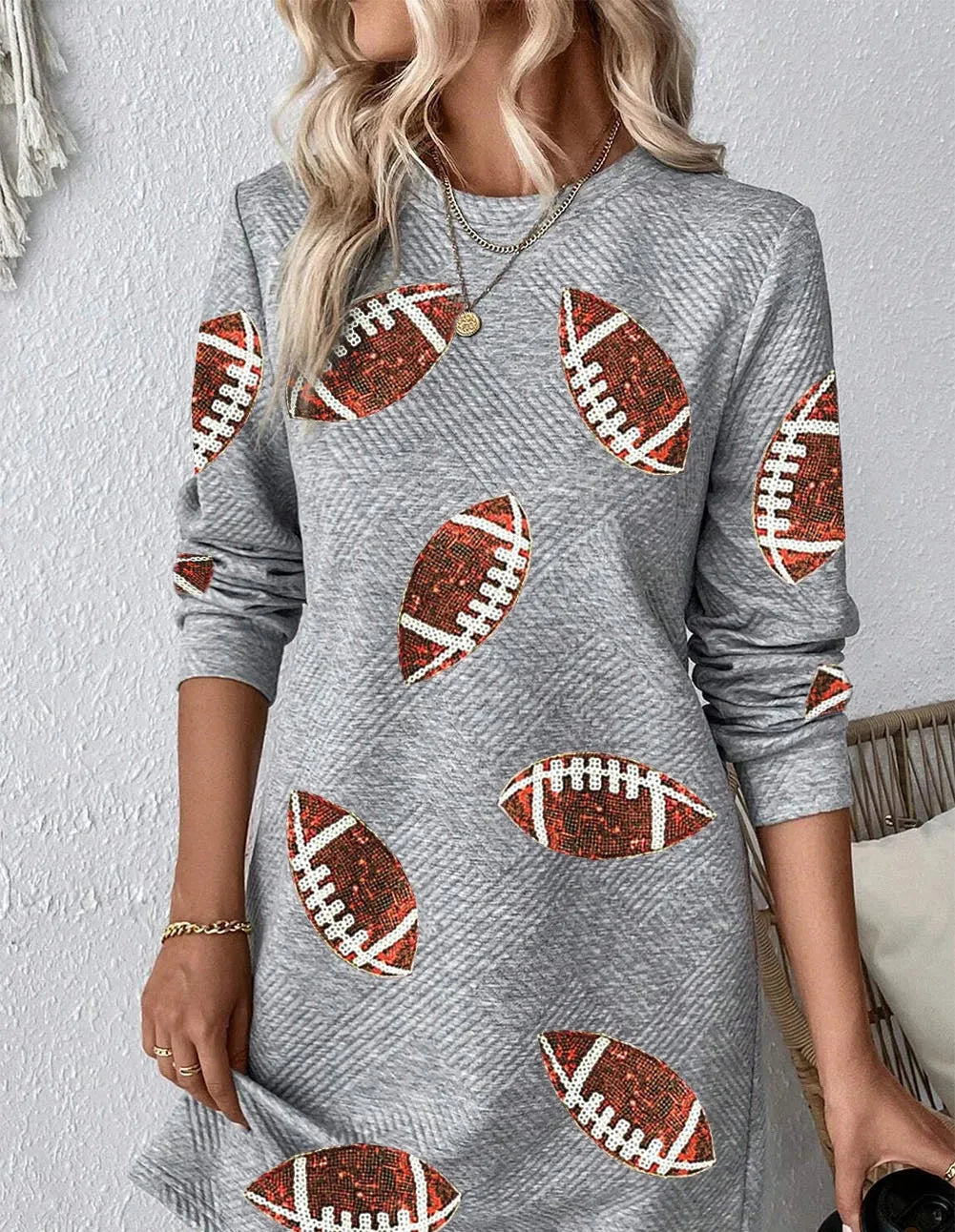 Sequin Football Long Sleeve Tunic